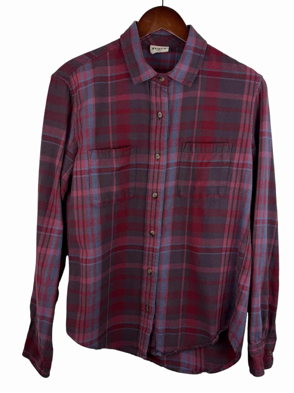 Pact | Maroon Blue Plaid Fireside Organic Cotton Flannel Button Shirt